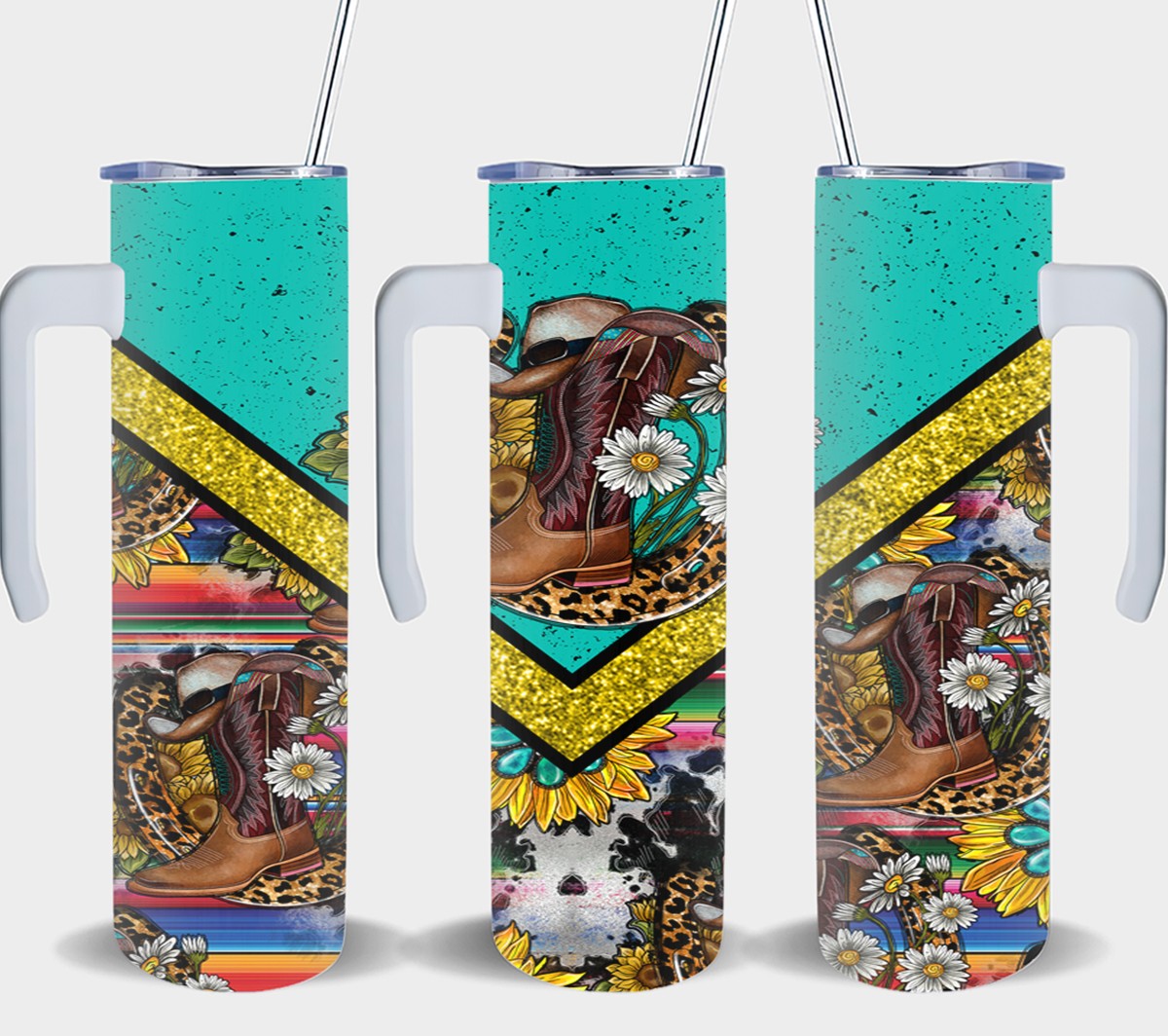 Cowboy Boots Vee Sunflower-10569 - tumbler