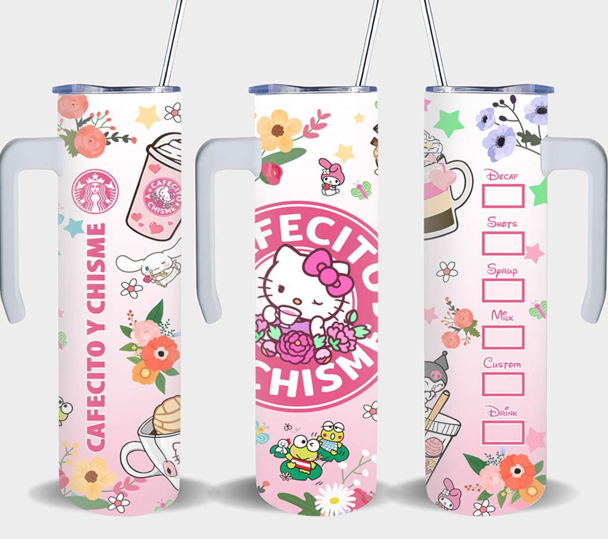 Cafecito y Chisme Pink Cat-8792 - tumbler