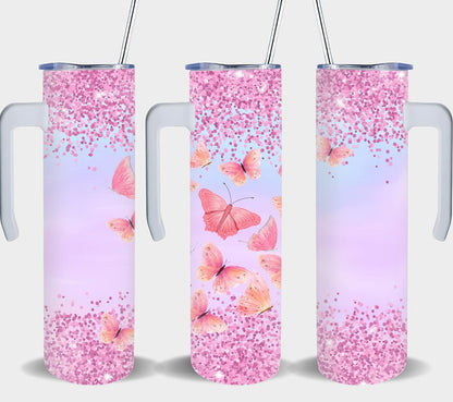 Butterfly Glitter Pink-8330 - tumbler