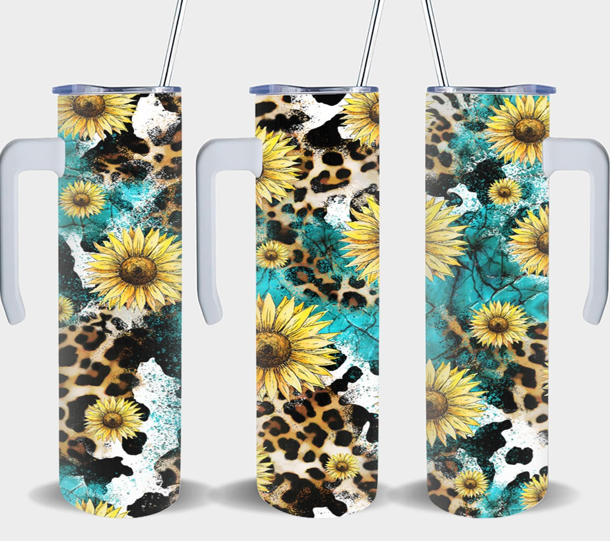 Leopard Turq Cow Sun-10589 - tumbler