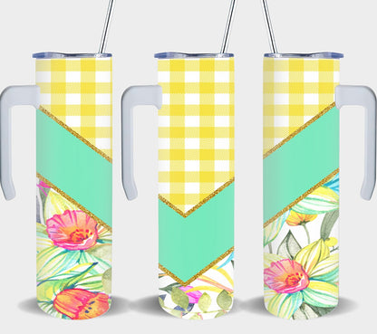 Check Flower Vee Slpit-10567 - tumbler