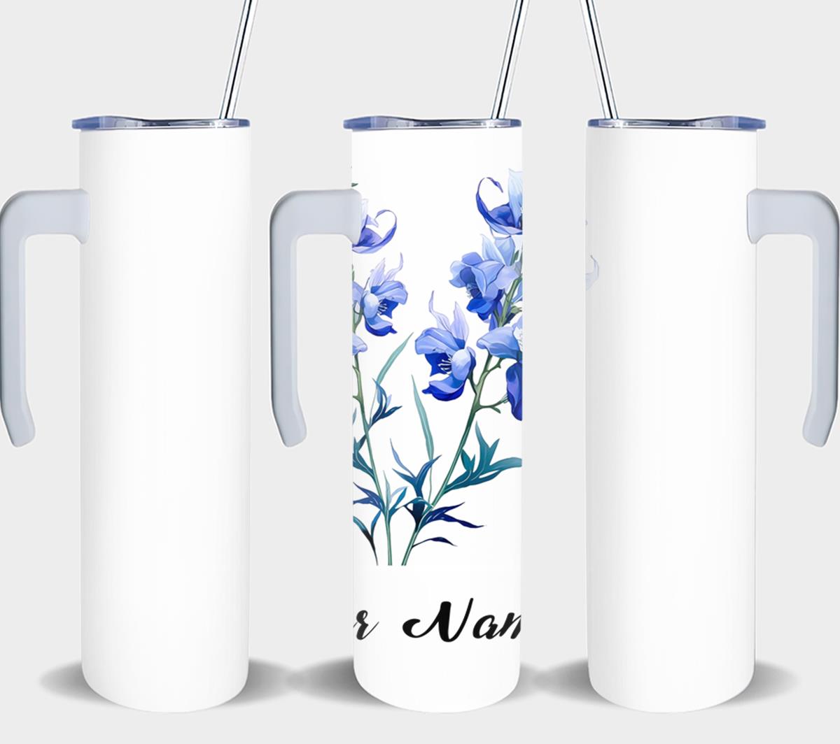 Personalized Birthday July Larkspur - tumbler