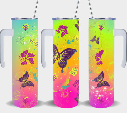 Rainbow Butterfly Neon-8340 - tumbler