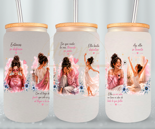La Fuerza Que Nadie Ve Pink-350 Glass Can - 350-16OZ-Bamboo Lids