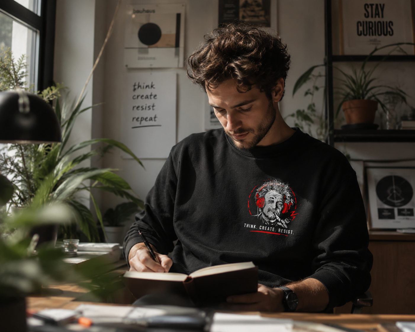 EINSTEIN, THINK. CREATE .RESIST-355 T-shirt - 355-XL-Black