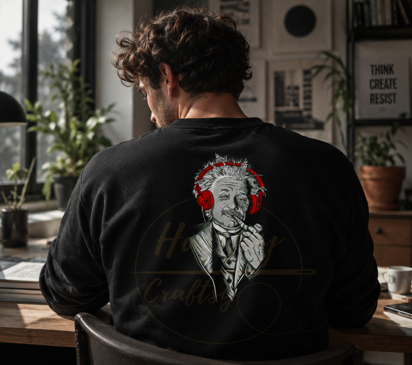 EINSTEIN, THINK. CREATE .RESIST-355 Sweatshirt - 355-3XL-Black