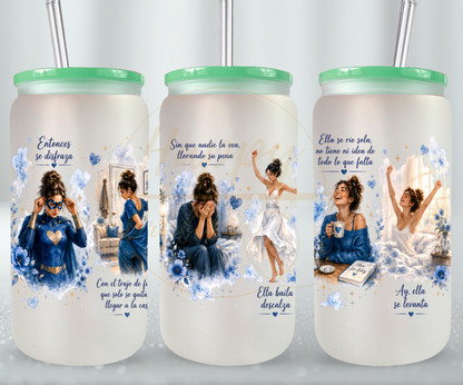 La Fuerza Que Nadie Ve Blue-349 Glass Can - 349-16OZ-Green