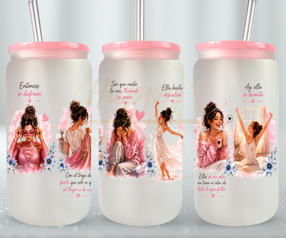 La Fuerza Que Nadie Ve Pink-350 Glass Can - 350-16OZ-Pink