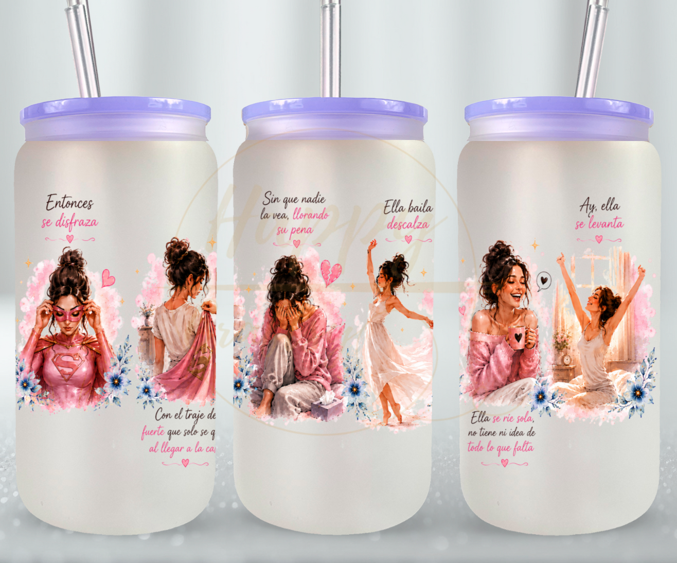 La Fuerza Que Nadie Ve Pink-350 Glass Can - 350-16OZ-Purple