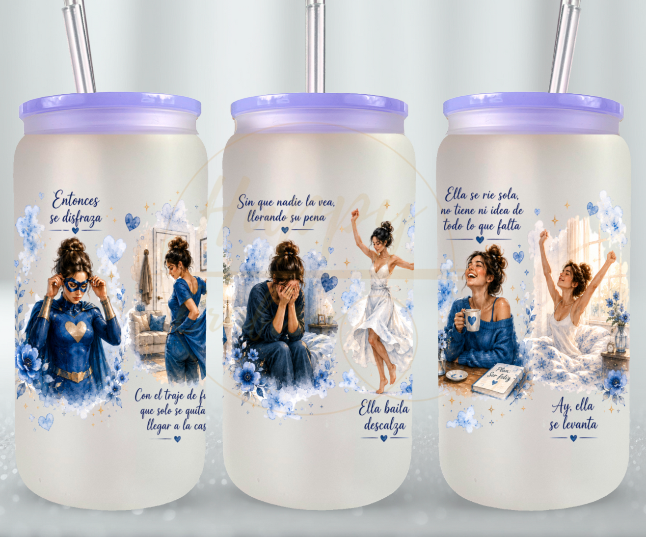 La Fuerza Que Nadie Ve Blue-349 Glass Can - 349-16OZ-Purple