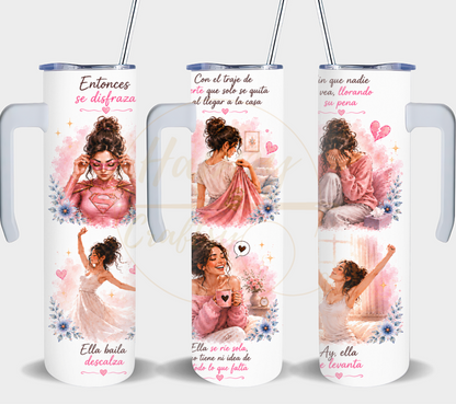 La Fuerza Que Nadie Ve Pink-350 Tumbler - 350-20oz With Handler-White