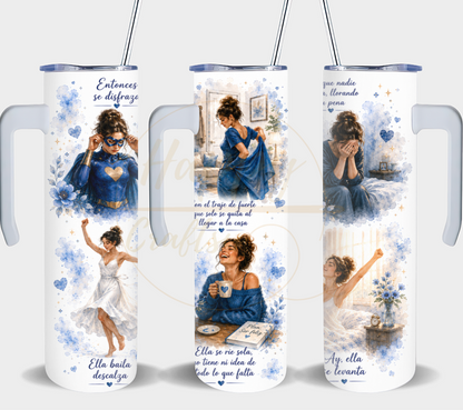 La Fuerza Que Nadie Ve Blue-349 Tumbler - 349-20oz With Handler-White
