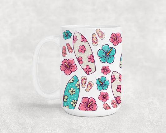 Surfboards Flip Flops Hibiscos-10691 - mugs