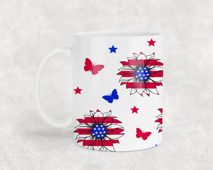 Sunflower USA Flag-9920 - mugs