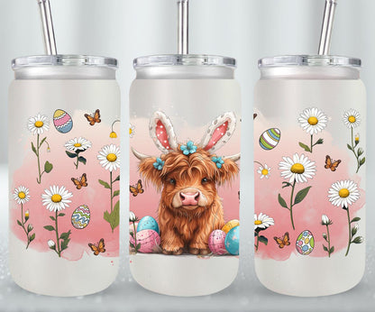 Highland Cow Easter-10404 - glass can