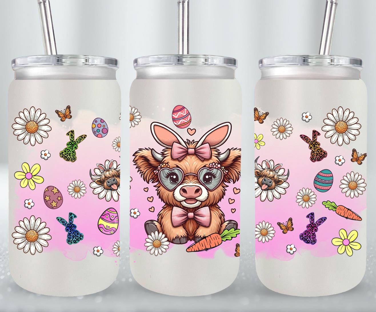 Highland Cow Easter-10377 - glass can