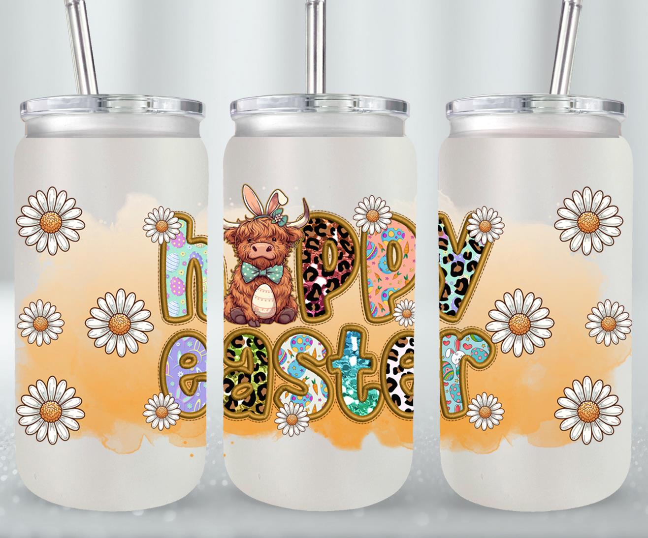 Highland Cow Easter-10398 - glass can