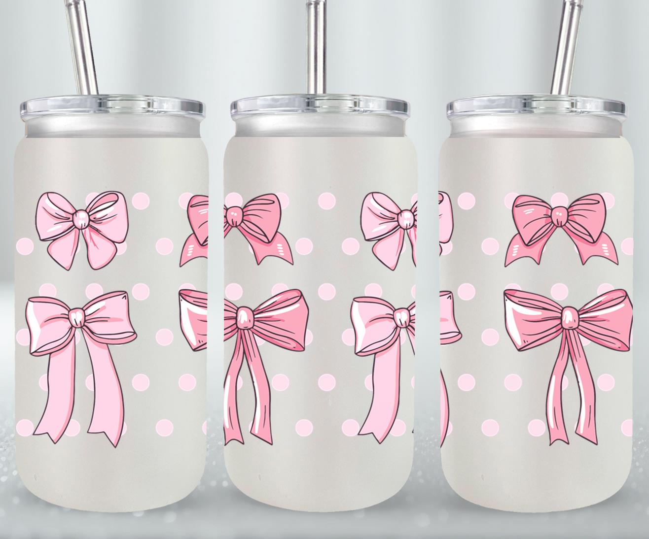 Pink Bow-9987 - glass can