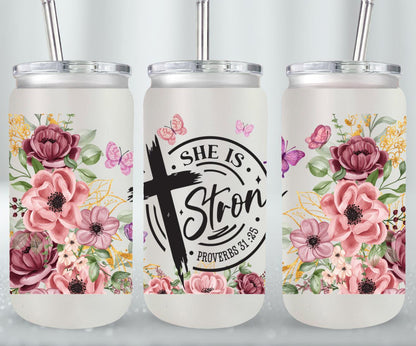She is Strong-10224 - glass can