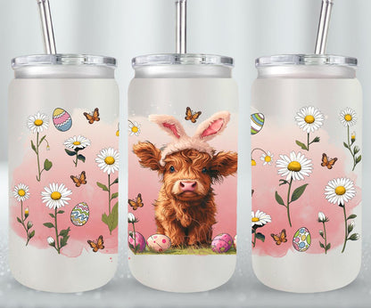 Highland Cow Easter-10369 - glass can