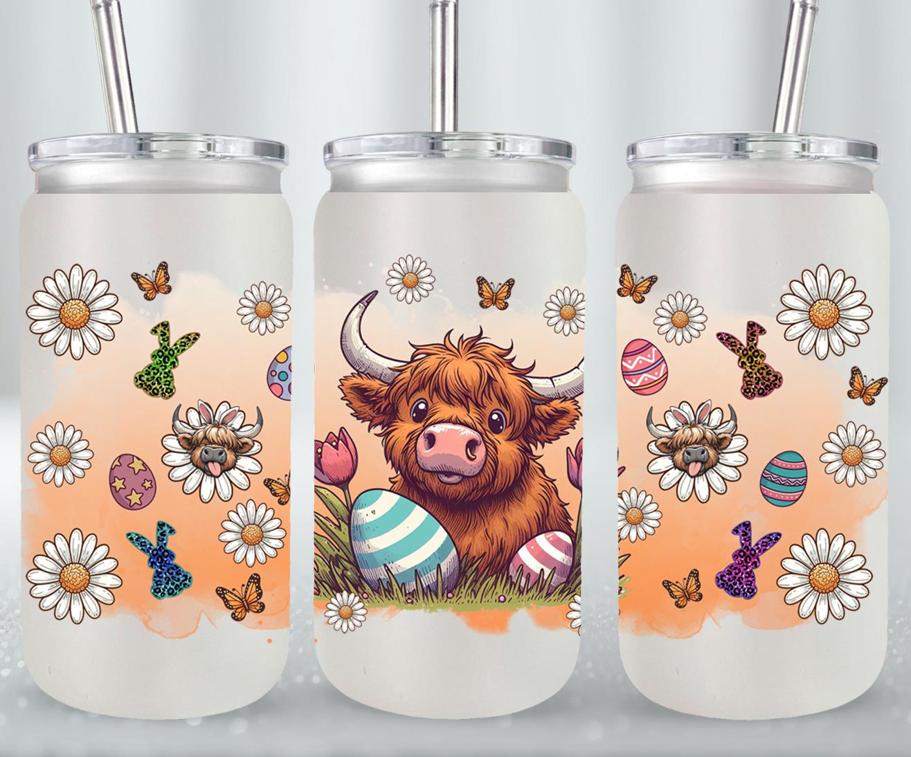 Highland Cow Easter-10380 - glass can
