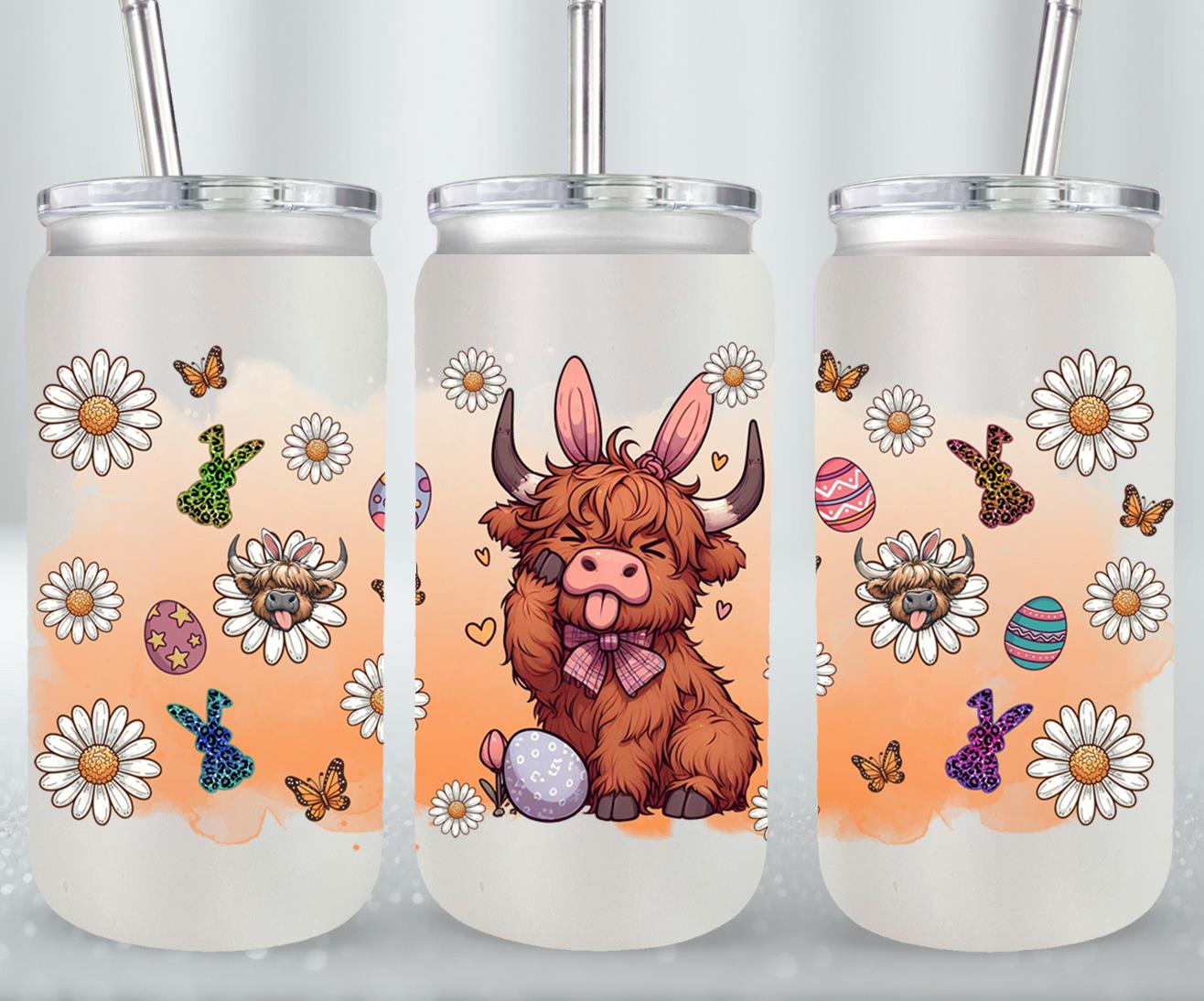 Highland Cow Easter-10373 - glass can