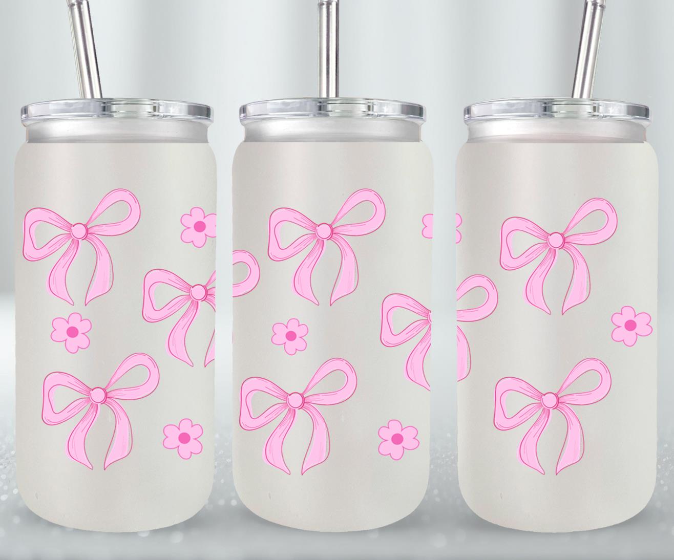 Pink Flower Coquette-10259 - glass can
