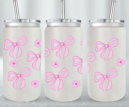 Pink Flower Coquette-10259 - glass can