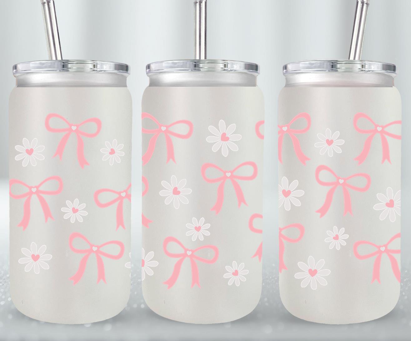 Bow Coquette and Daisy-10246 - glass can