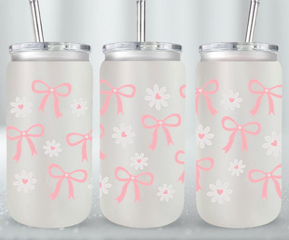 Bow Coquette and Daisy-10246 - glass can