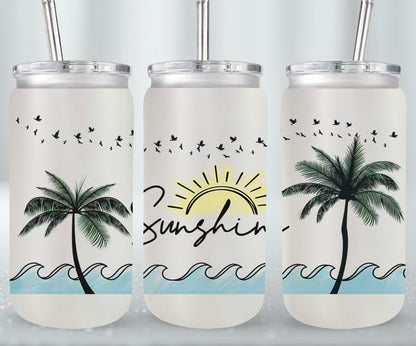 Sunshine Palm Trees-10690 - glass can
