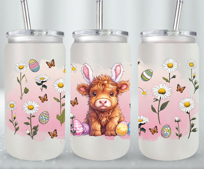 Highland Cow Easter-10402 - glass can