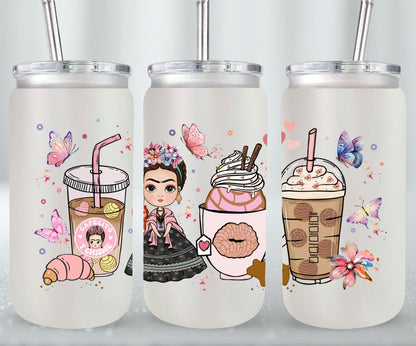 Cafecito y Chisme Mexican Girl-10047 - glass can