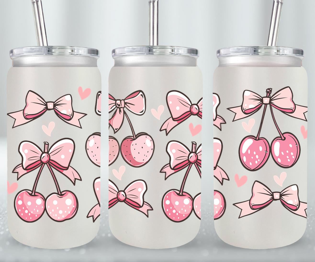 Pink Bow-9989 - glass can