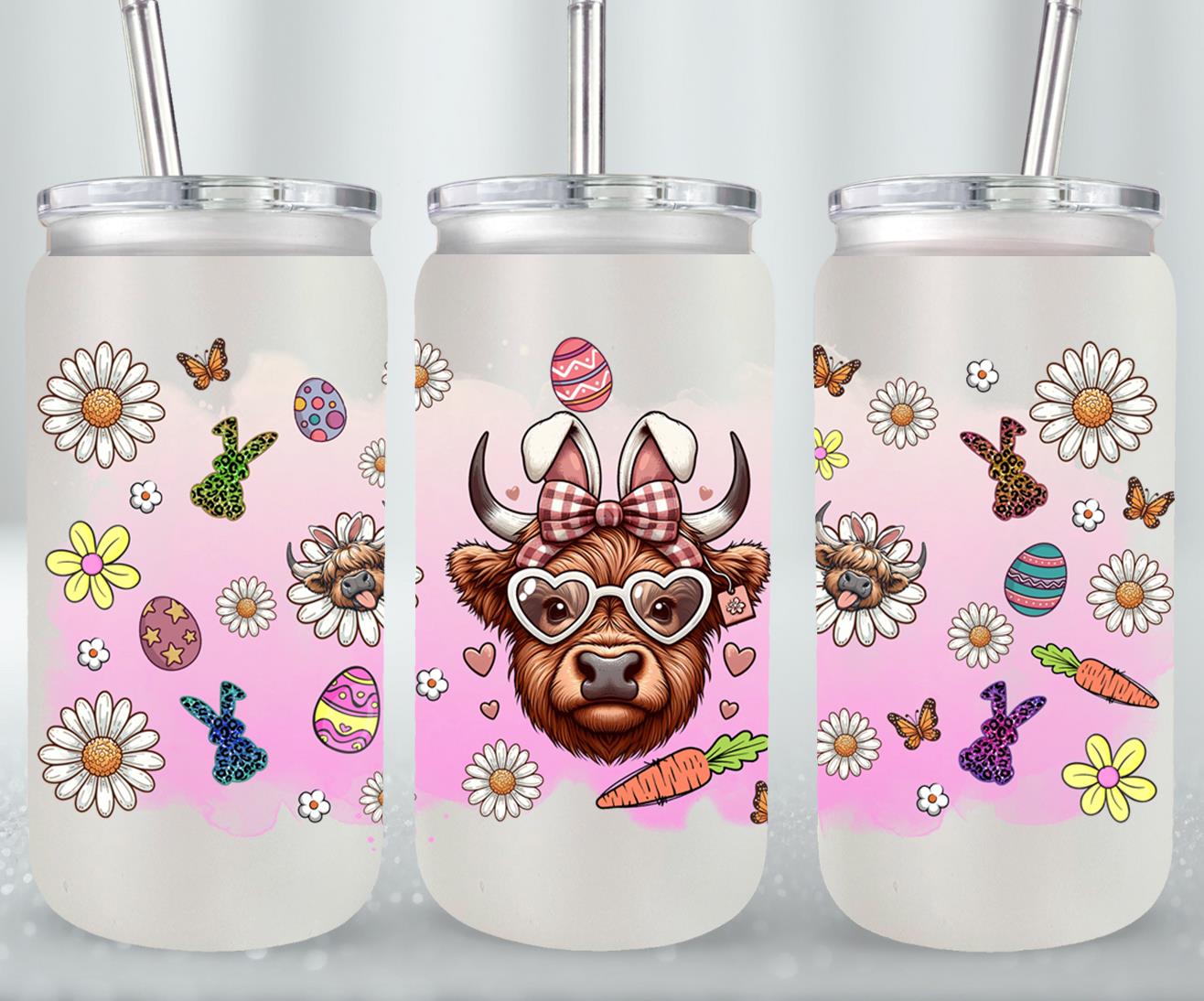 Highland Cow Easter-10388 - glass can