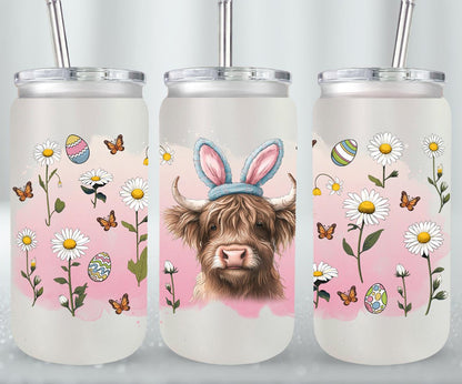 Highland Cow Easter-10370 - glass can