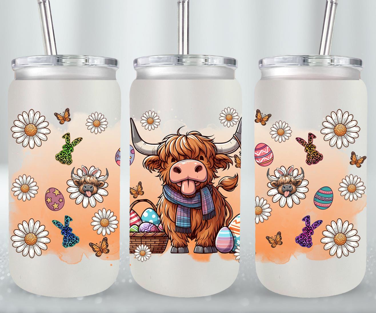 Highland Cow Easter-10386 - glass can
