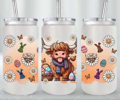 Highland Cow Easter-10386 - glass can