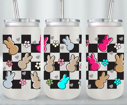 Easter Bunny Checkered-10457 - glass can