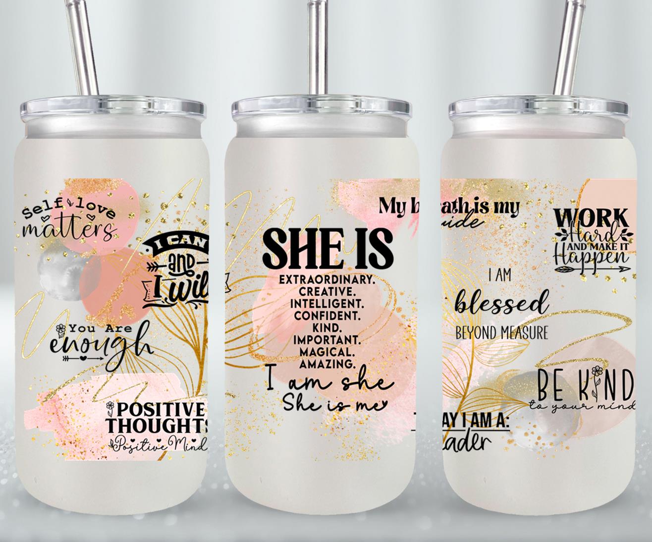 She Is - glass can