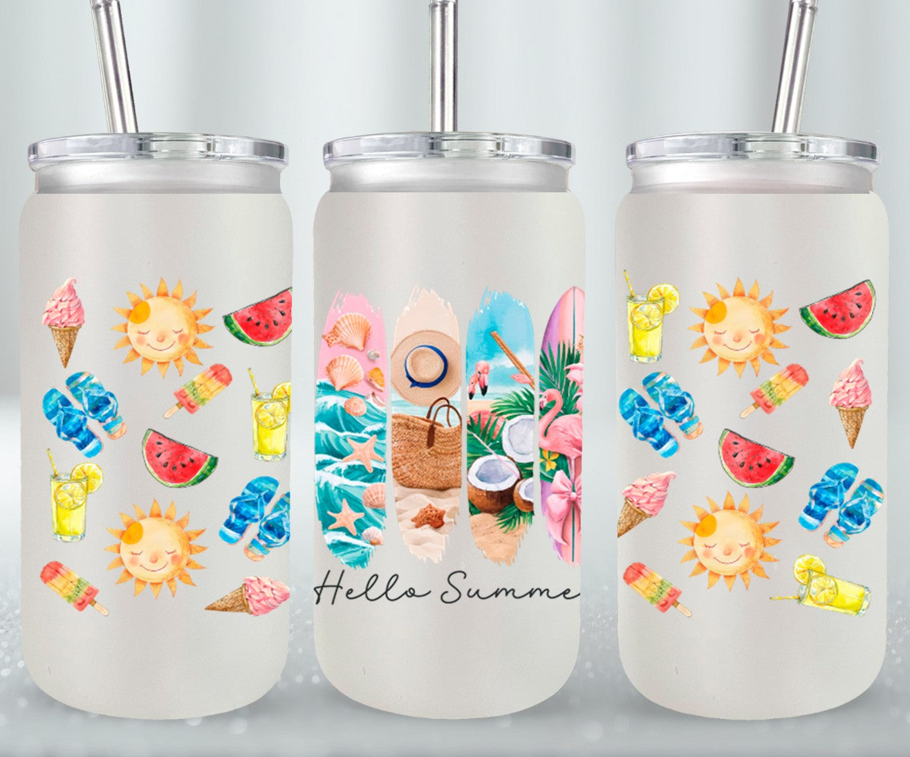 Hello  summer-10663 - glass can