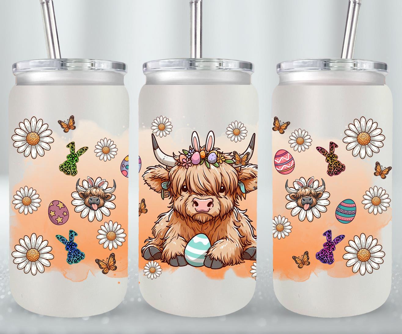 Highland Cow Easter-10378 - glass can