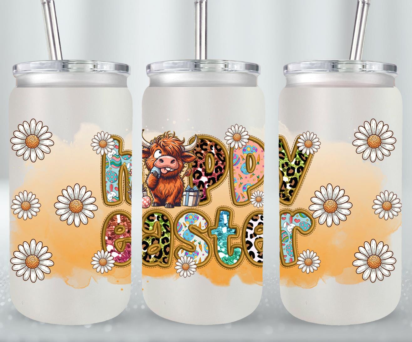 Highland Cow Easter-10400 - glass can