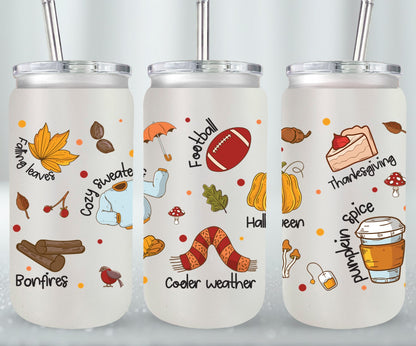 Autumn - glass can