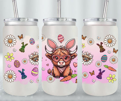 Highland Cow Easter-10366 - glass can