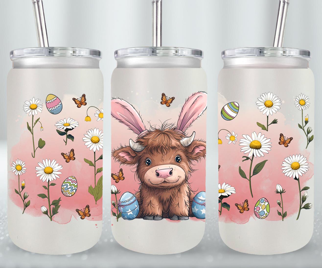 Highland Cow Easter-10368 - glass can