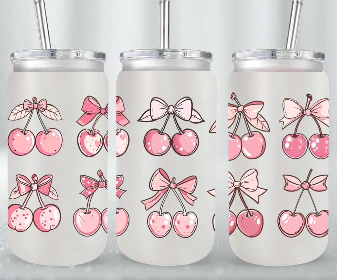 Pink Bow-9994 - glass can