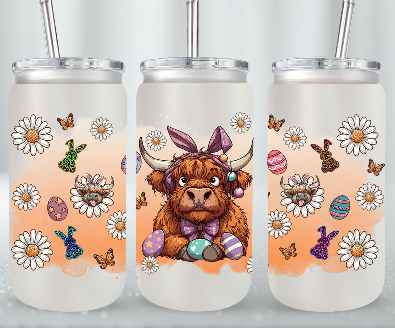 Highland Cow Easter-10392 - glass can