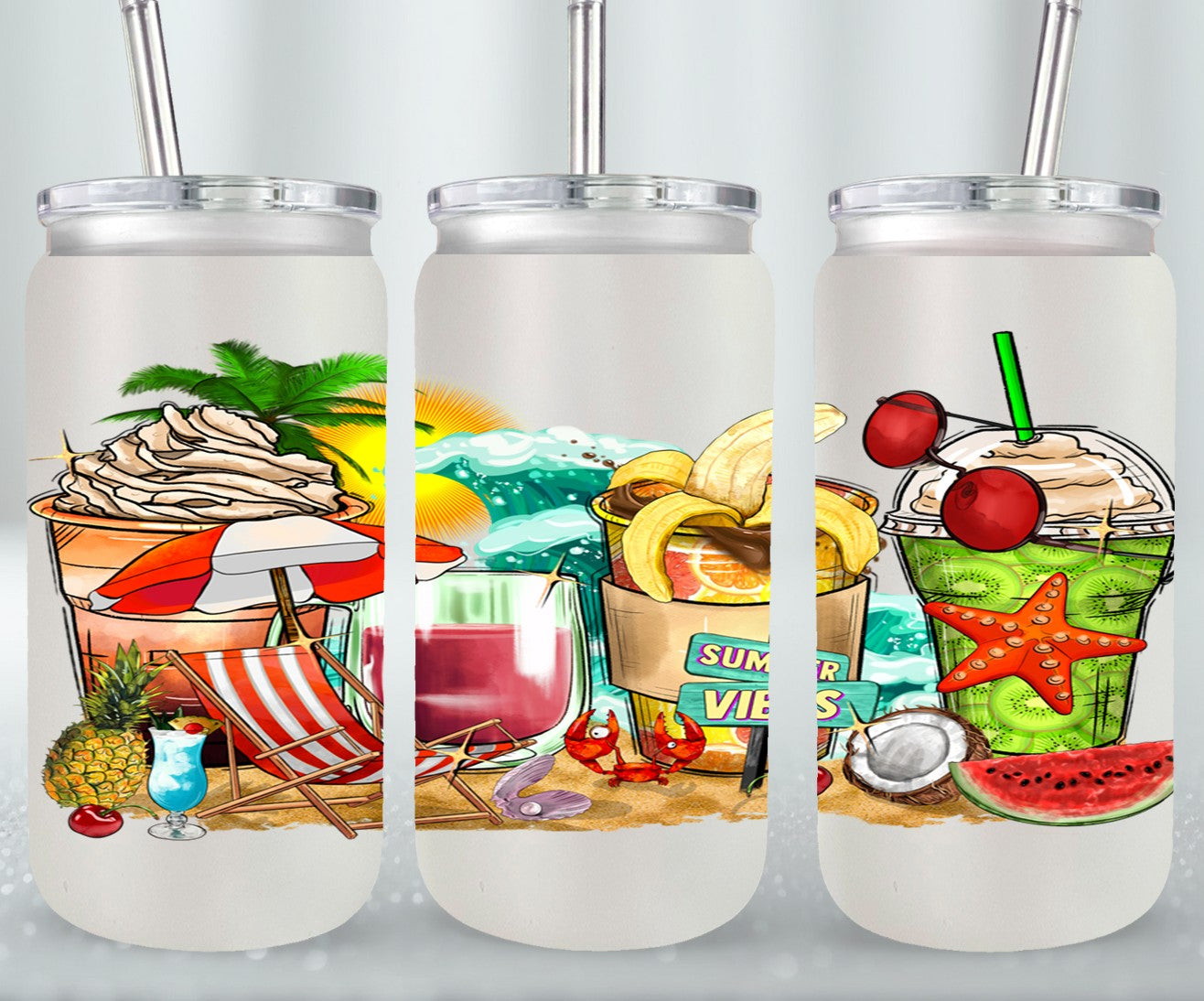 Summer Vibes Coffee Cups-10689 - glass can
