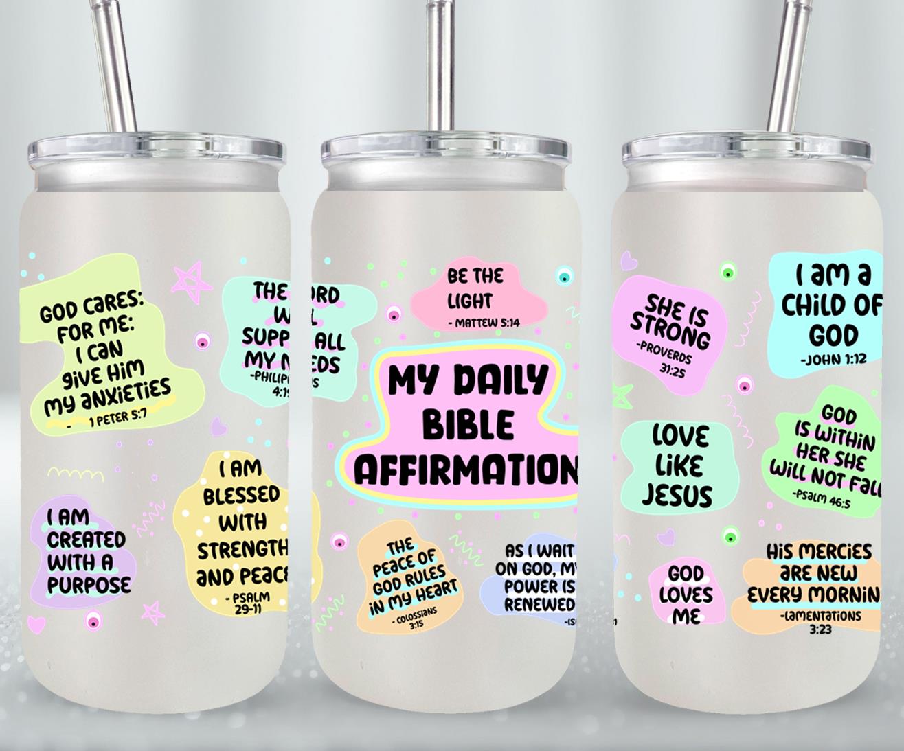 My Daily Bible Affirmation-10215 - glass can